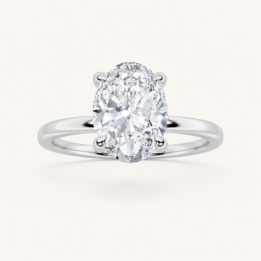 3CT Oval Cut Lab Grown Diamond Solitaire Ring