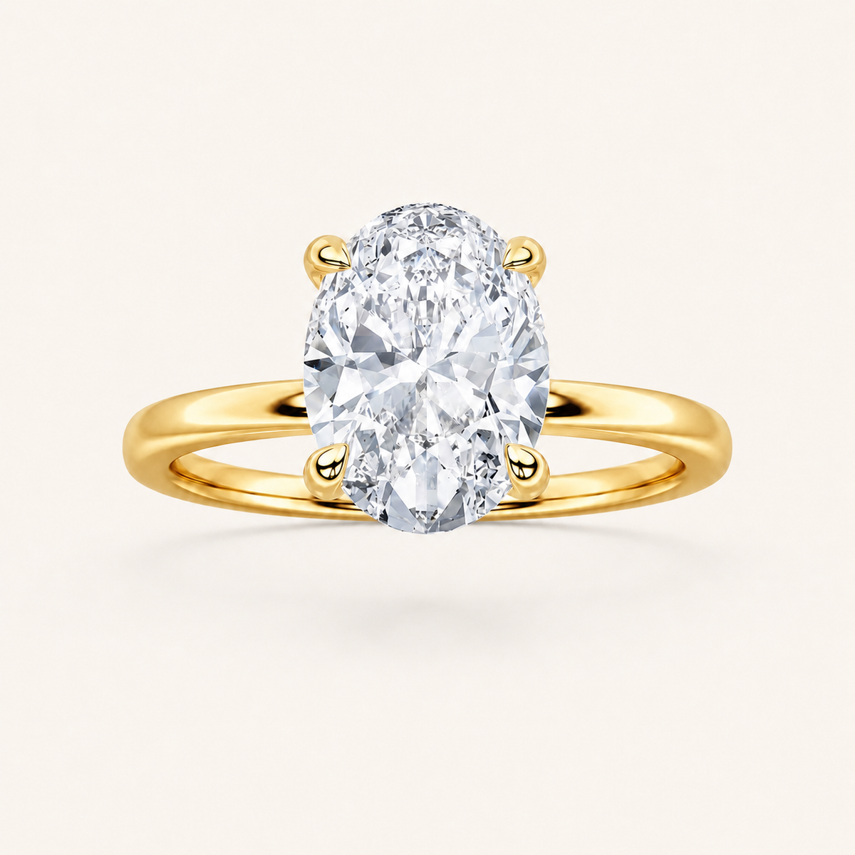 3CT Oval Cut Lab Grown Diamond Solitaire Ring