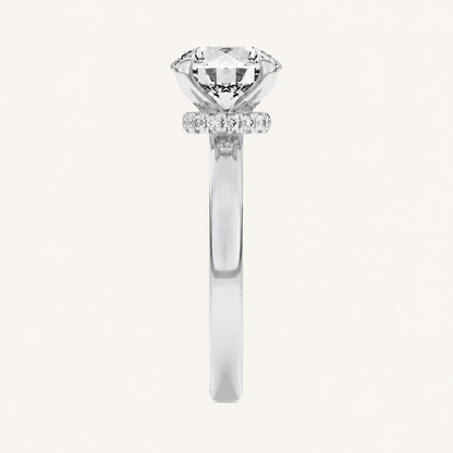 3CT Round Cut Lab Grown Diamond Hidden Halo Plain Shank Engagement Ring