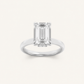 1CT Emerald Cut Lab Grown Diamond Hidden Halo Plain Shank Engagement Ring