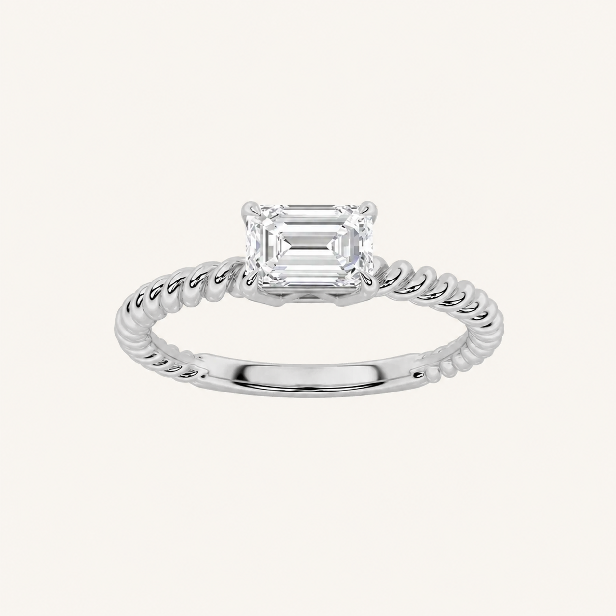 0.5CT Emerald Cut Lab Grown Diamond Petite Solitaire Engagement Ring