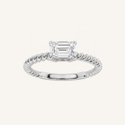 0.5CT Emerald Cut Lab Grown Diamond Petite Solitaire Engagement Ring