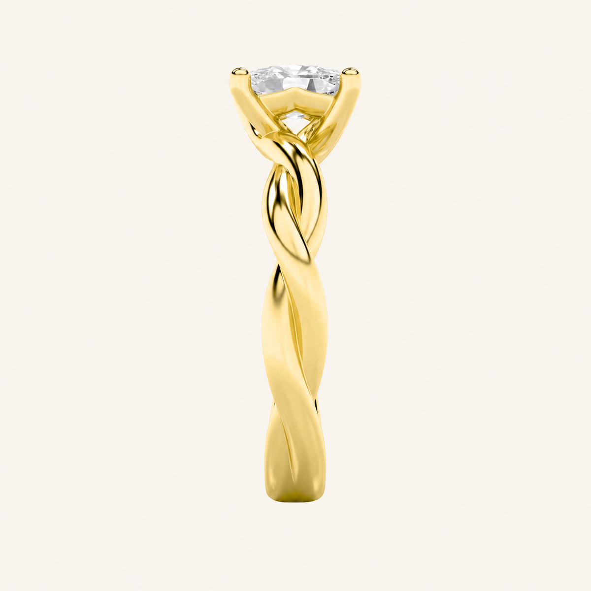 1CT Elongated Cushion Cut Lab Grown Diamond Twisted Shank Solitaire Engagement Ring