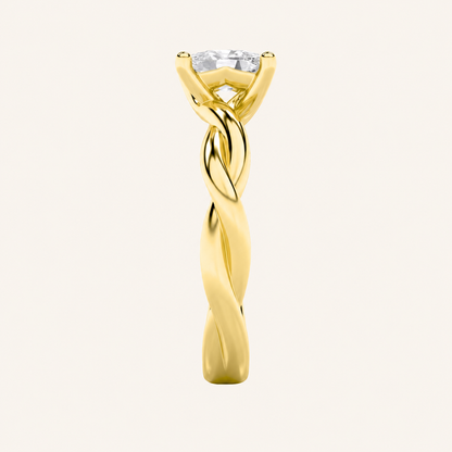 1CT Elongated Cushion Cut Lab Grown Diamond Twisted Shank Solitaire Engagement Ring