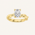 1CT Elongated Cushion Cut Lab Grown Diamond Twisted Shank Solitaire Engagement Ring