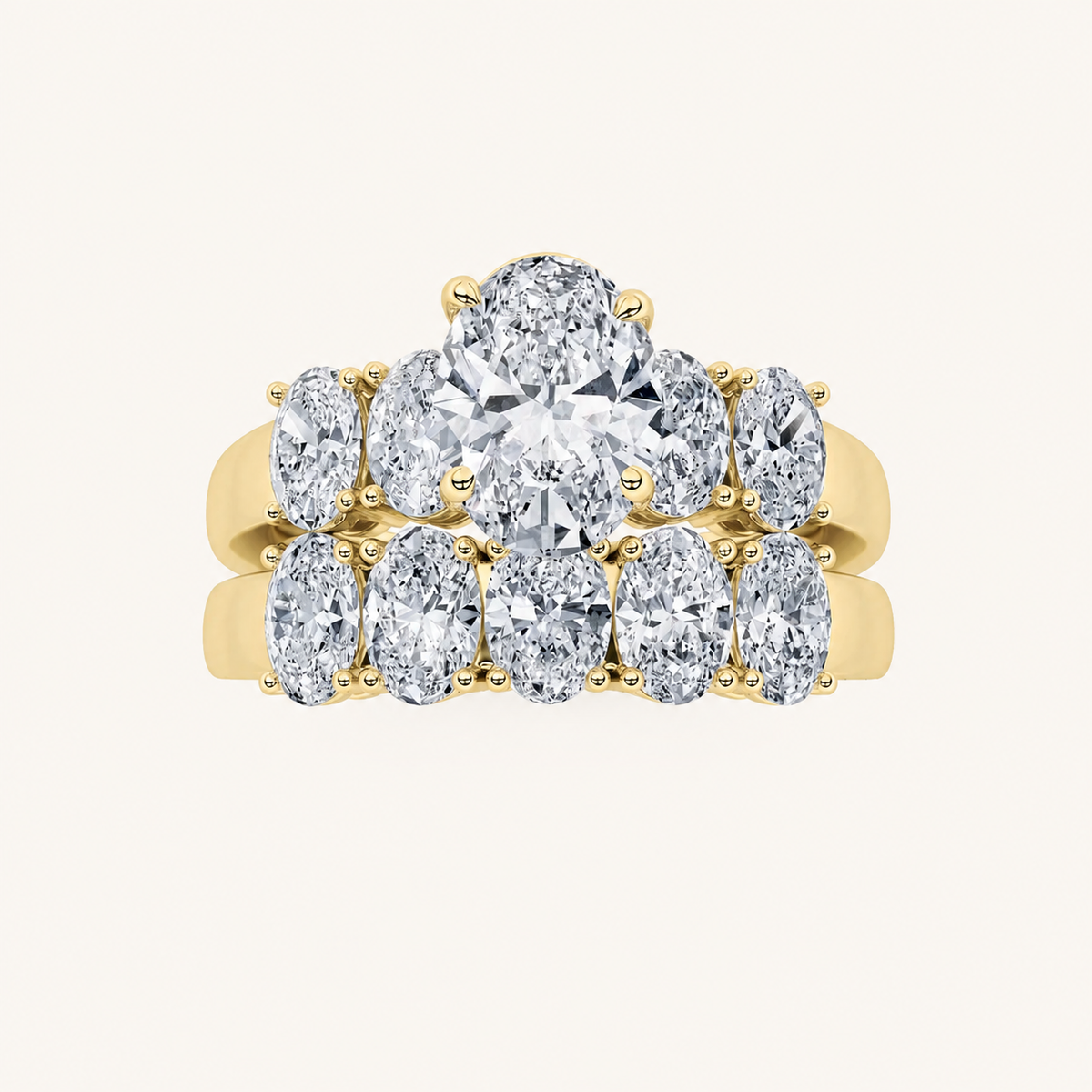 2.5CT Oval Cut Lab Grown Diamond Bridal Set