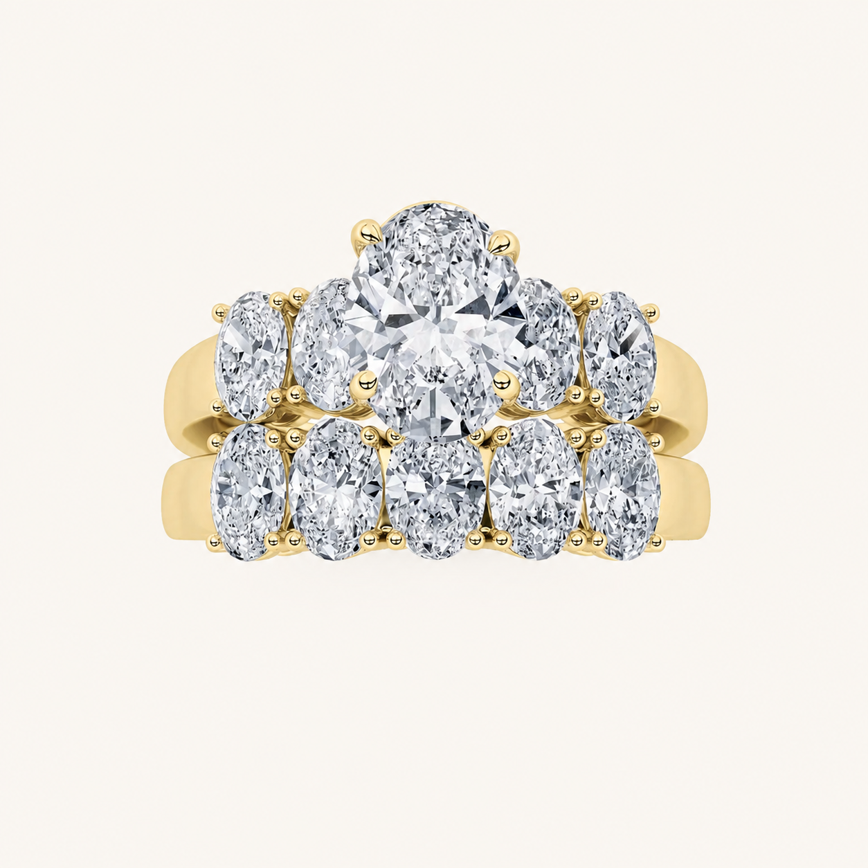 2.5CT Oval Cut Lab Grown Diamond Bridal Set