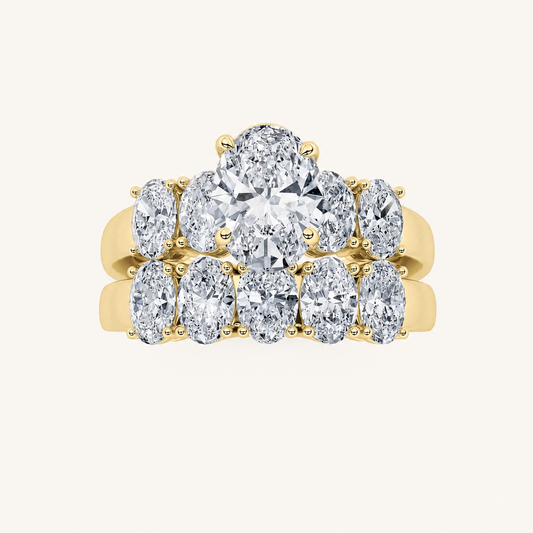 2.5CT Oval Cut Lab Grown Diamond Bridal Set