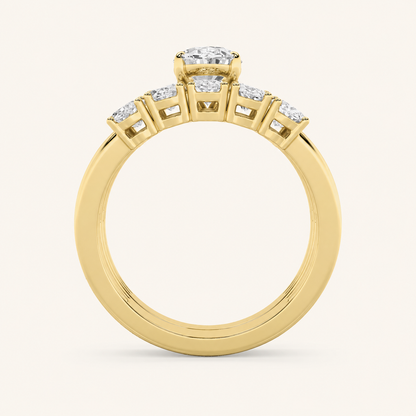2.5CT Oval Cut Lab Grown Diamond Bridal Set