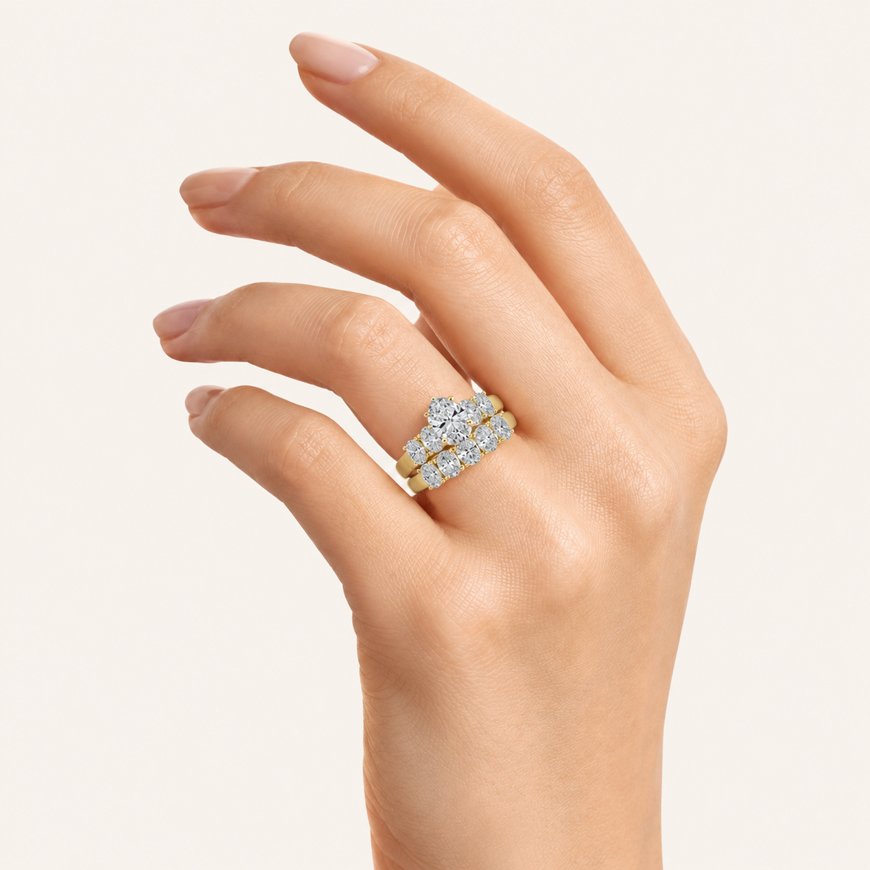 2.5CT Oval Cut Lab Grown Diamond Bridal Set