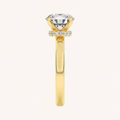 2.5CT Round Cut Lab Grown Diamond Hidden Halo Plain Shank Engagement Ring