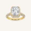 3CT Radiant Cut Lab Grown Diamond Halo Accented Engagement Ring