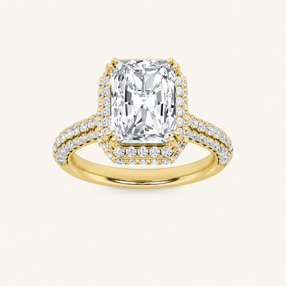 3CT Radiant Cut Lab Grown Diamond Halo Accented Engagement Ring