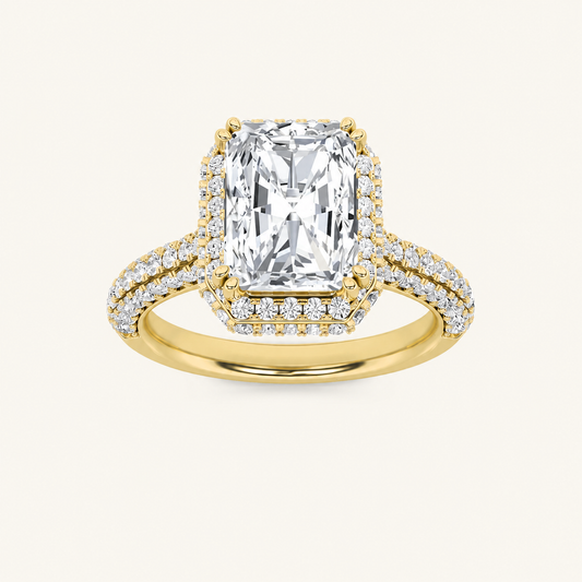 3CT Radiant Cut Lab Grown Diamond Halo Accented Engagement Ring