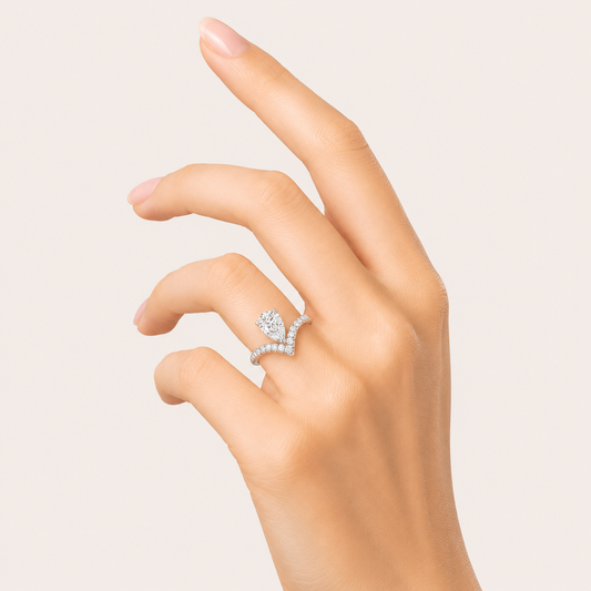 2CT Pear Cut Lab Grown Diamond Accented Side Stone Ring