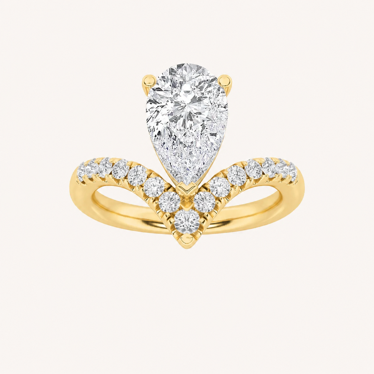 2CT Pear Cut Lab Grown Diamond Accented Side Stone Ring