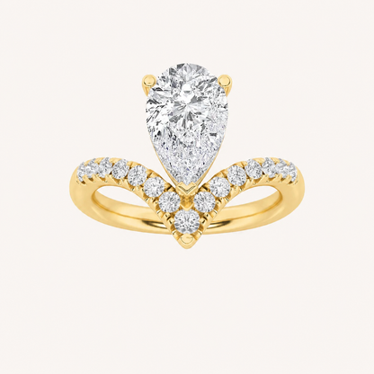 2CT Pear Cut Lab Grown Diamond Accented Side Stone Ring