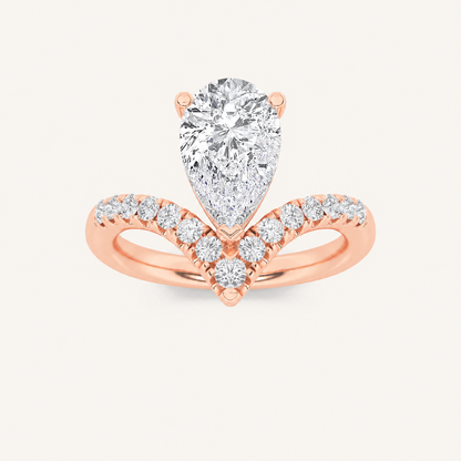 2CT Pear Cut Lab Grown Diamond Accented Side Stone Ring