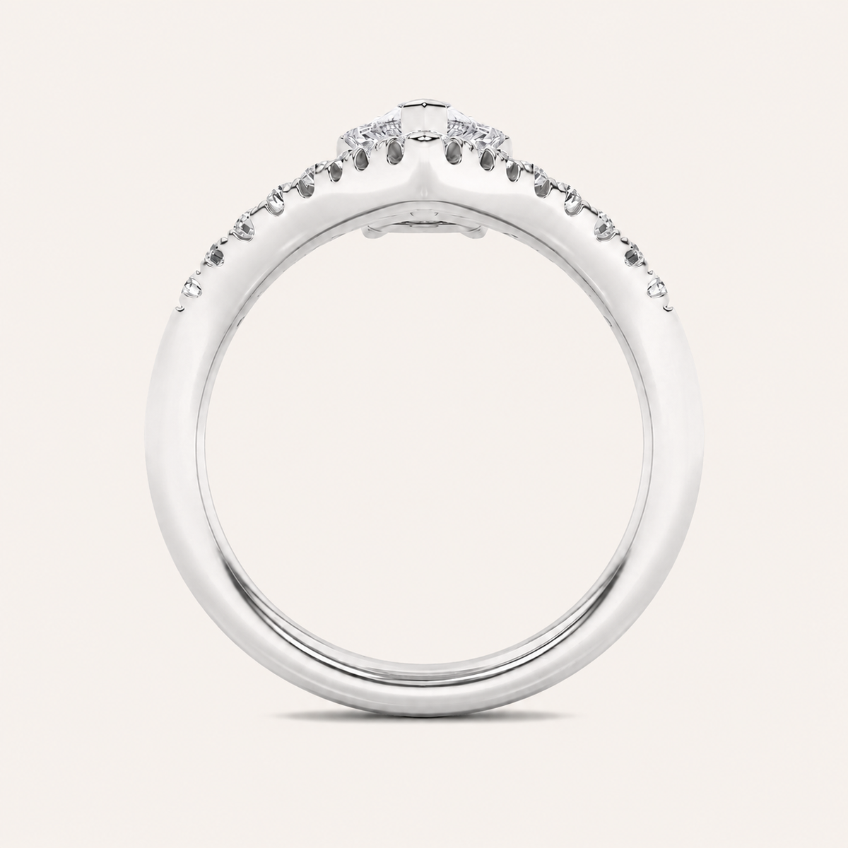 2CT Pear Cut Lab Grown Diamond Accented Side Stone Ring