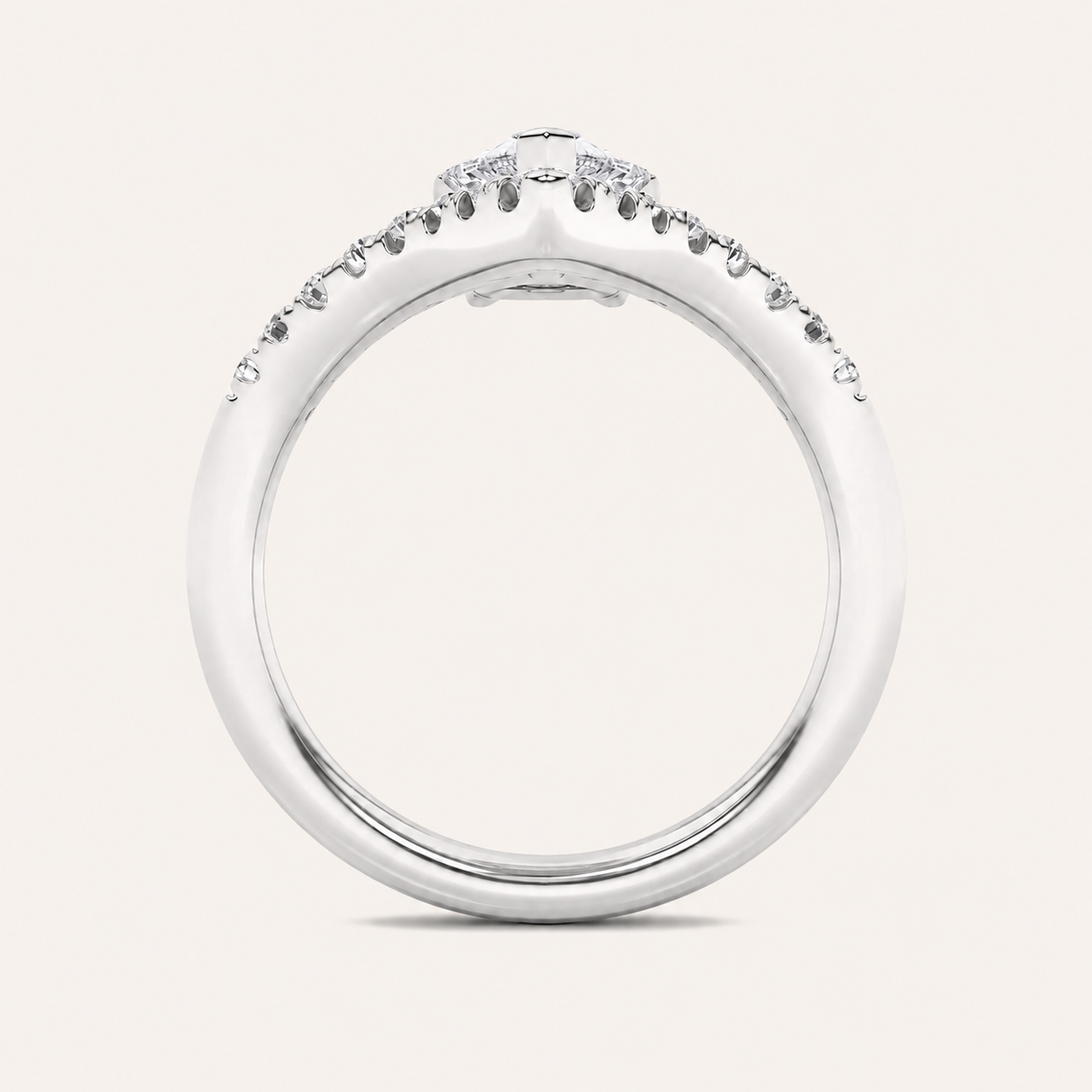 2CT Pear Cut Lab Grown Diamond Accented Side Stone Ring