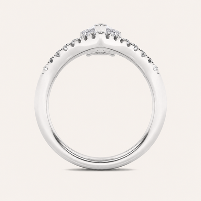 2CT Pear Cut Lab Grown Diamond Accented Side Stone Ring