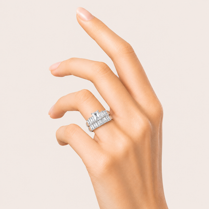 2.5CT Radiant Cut Lab Grown Diamond Bridal Set