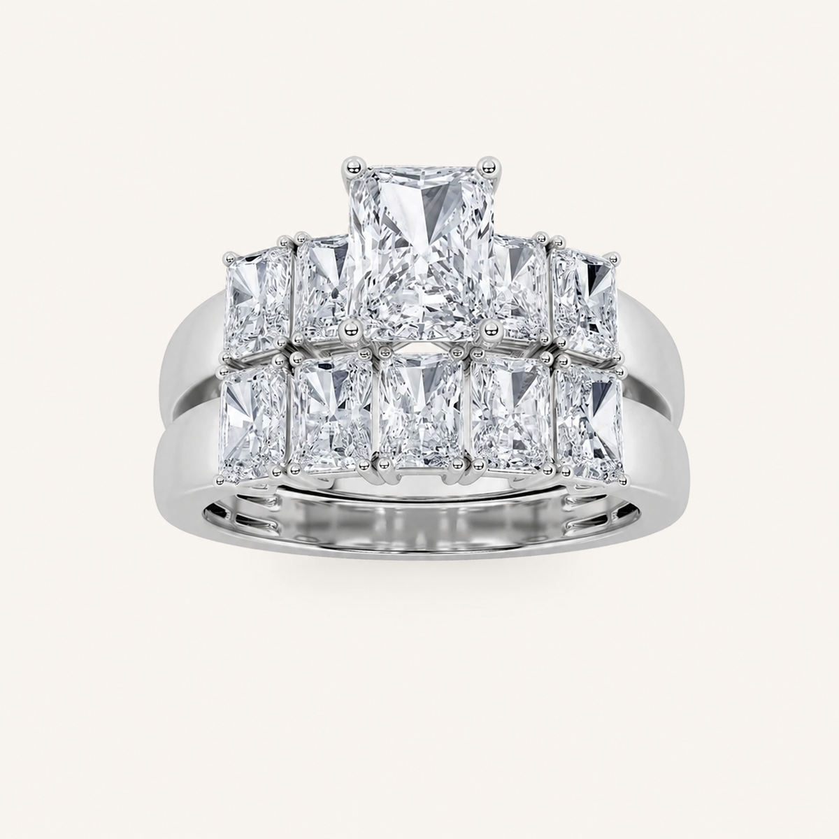 2.5CT Radiant Cut Lab Grown Diamond Bridal Set