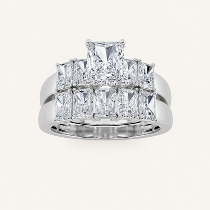 2.5CT Radiant Cut Lab Grown Diamond Bridal Set