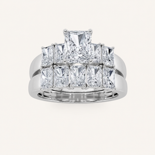 2.5CT Radiant Cut Lab Grown Diamond Bridal Set