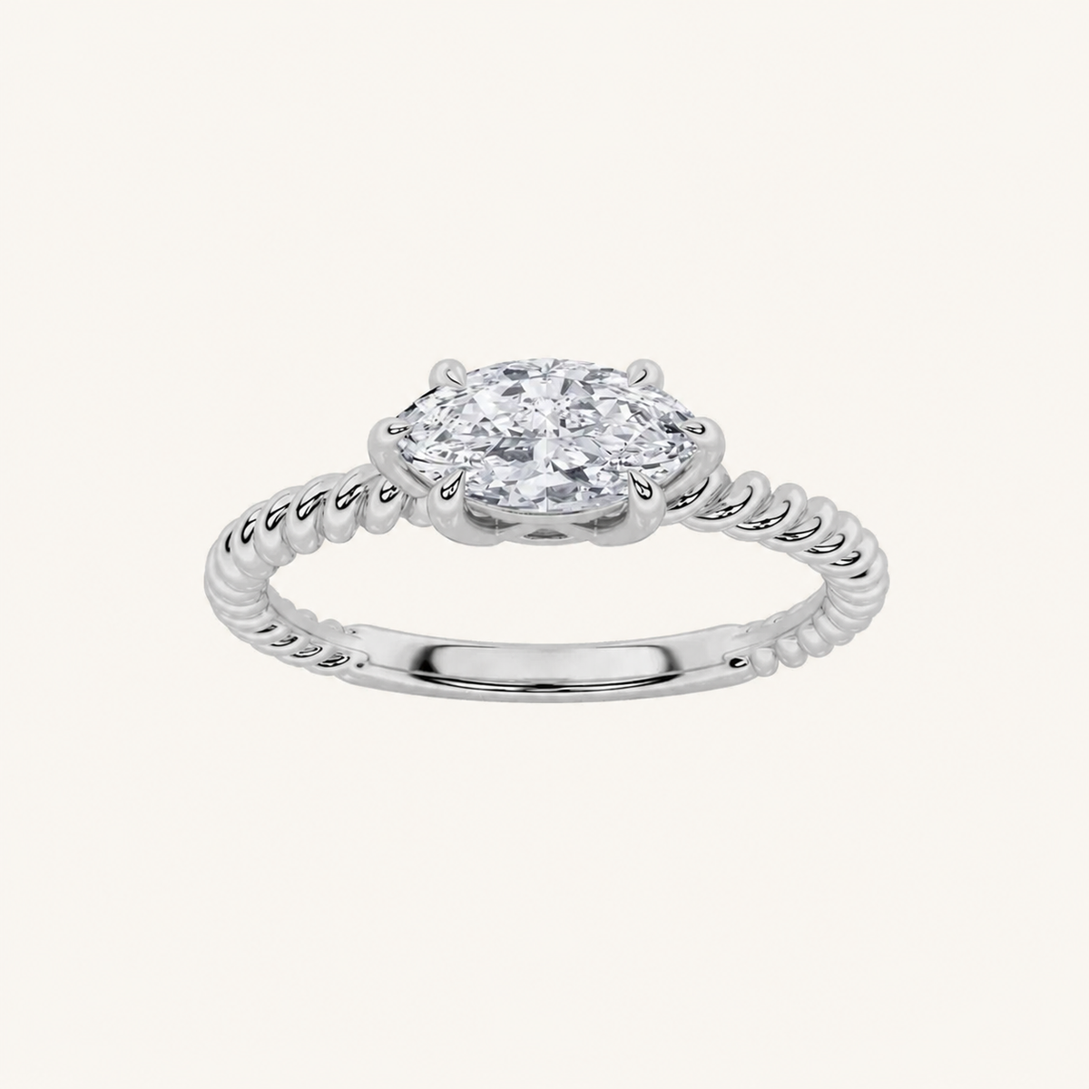 0.5CT Marquise Cut Lab Grown Diamond Petite Solitaire Engagement Ring