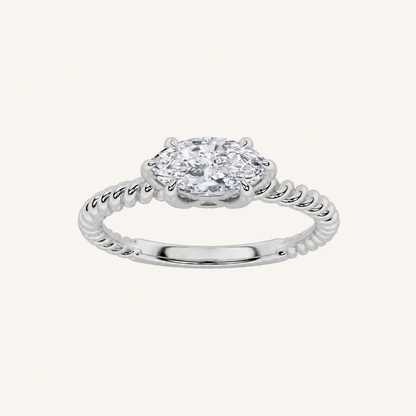 0.5CT Marquise Cut Lab Grown Diamond Petite Solitaire Engagement Ring