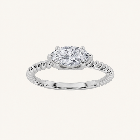 0.5CT Marquise Cut Lab Grown Diamond Petite Solitaire Engagement Ring