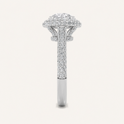 3CT Round Cut Lab Grown Diamond Halo Accented Engagement Ring