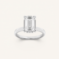 2CT Emerald Cut Lab Grown Diamond Hidden Halo Plain Shank Engagement Ring