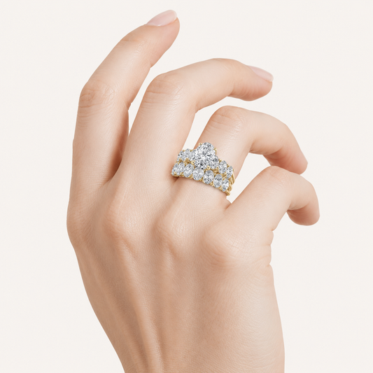 3.5CT Oval Cut Lab Grown Diamond Bridal Set