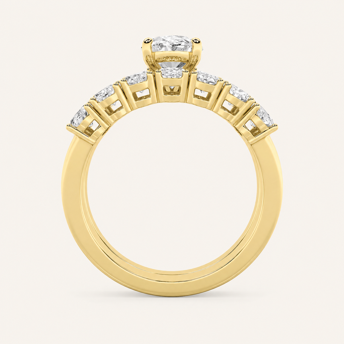 3.5CT Oval Cut Lab Grown Diamond Bridal Set