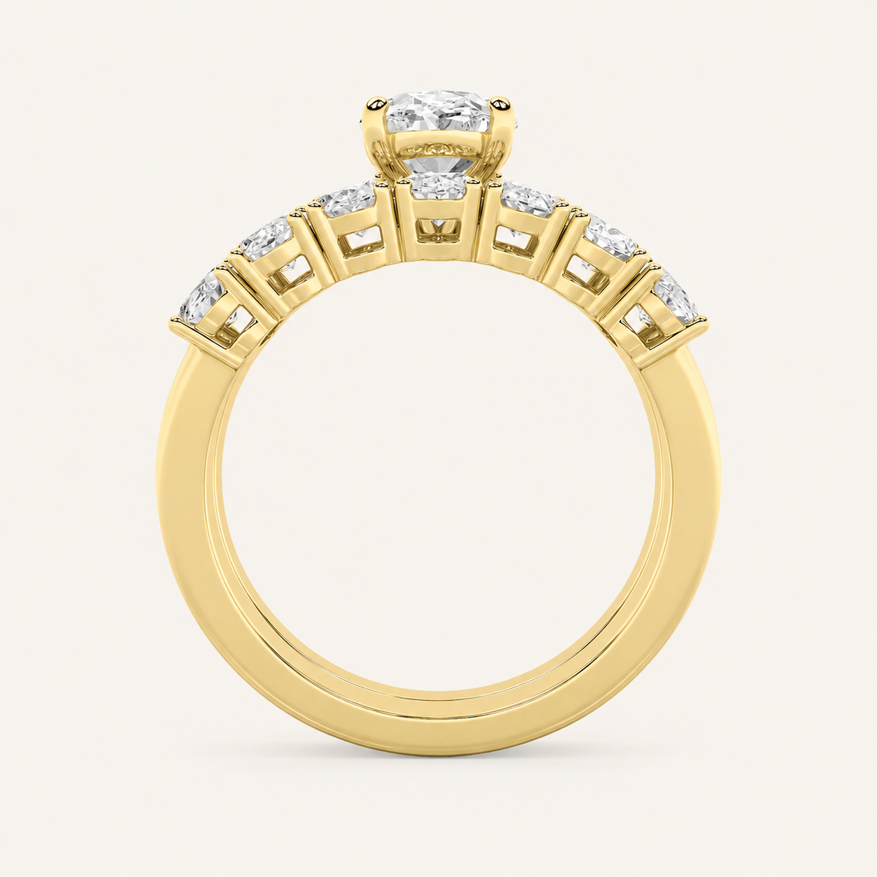 3.5CT Oval Cut Lab Grown Diamond Bridal Set