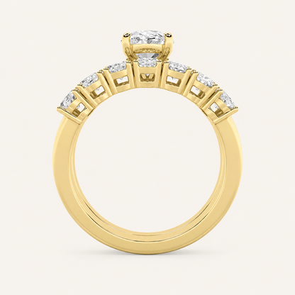 3.5CT Oval Cut Lab Grown Diamond Bridal Set