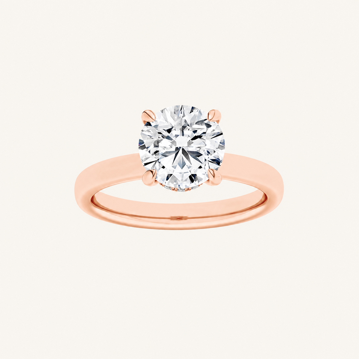 2CT Round Cut Lab Grown Diamond Hidden Halo Engagement Ring