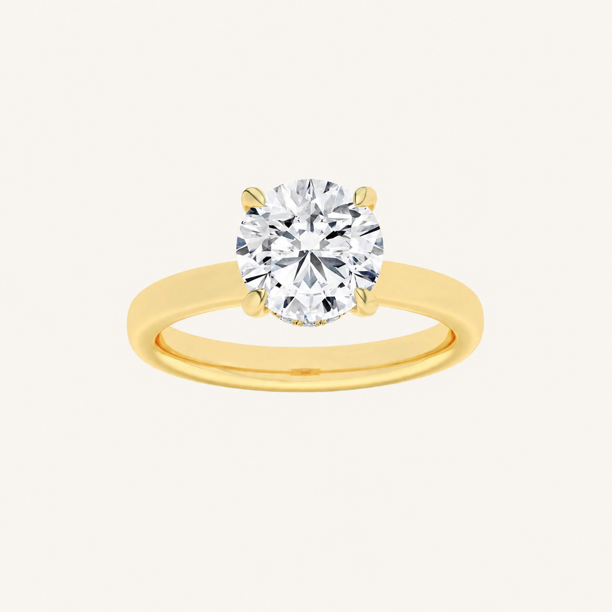1.5CT Round Cut Lab Grown Diamond Hidden Halo Plain Shank Engagement Ring