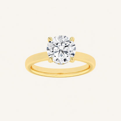 1.5CT Round Cut Lab Grown Diamond Hidden Halo Plain Shank Engagement Ring