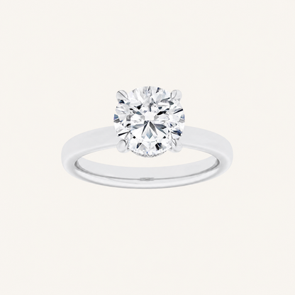 2CT Round Cut Lab Grown Diamond Hidden Halo Engagement Ring
