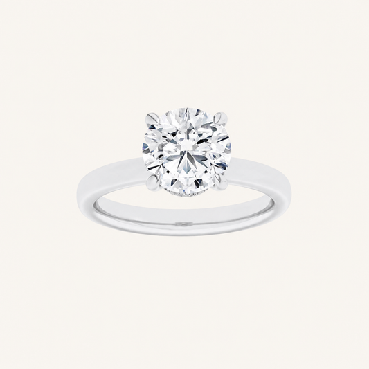 1.5CT Round Cut Lab Grown Diamond Hidden Halo Plain Shank Engagement Ring