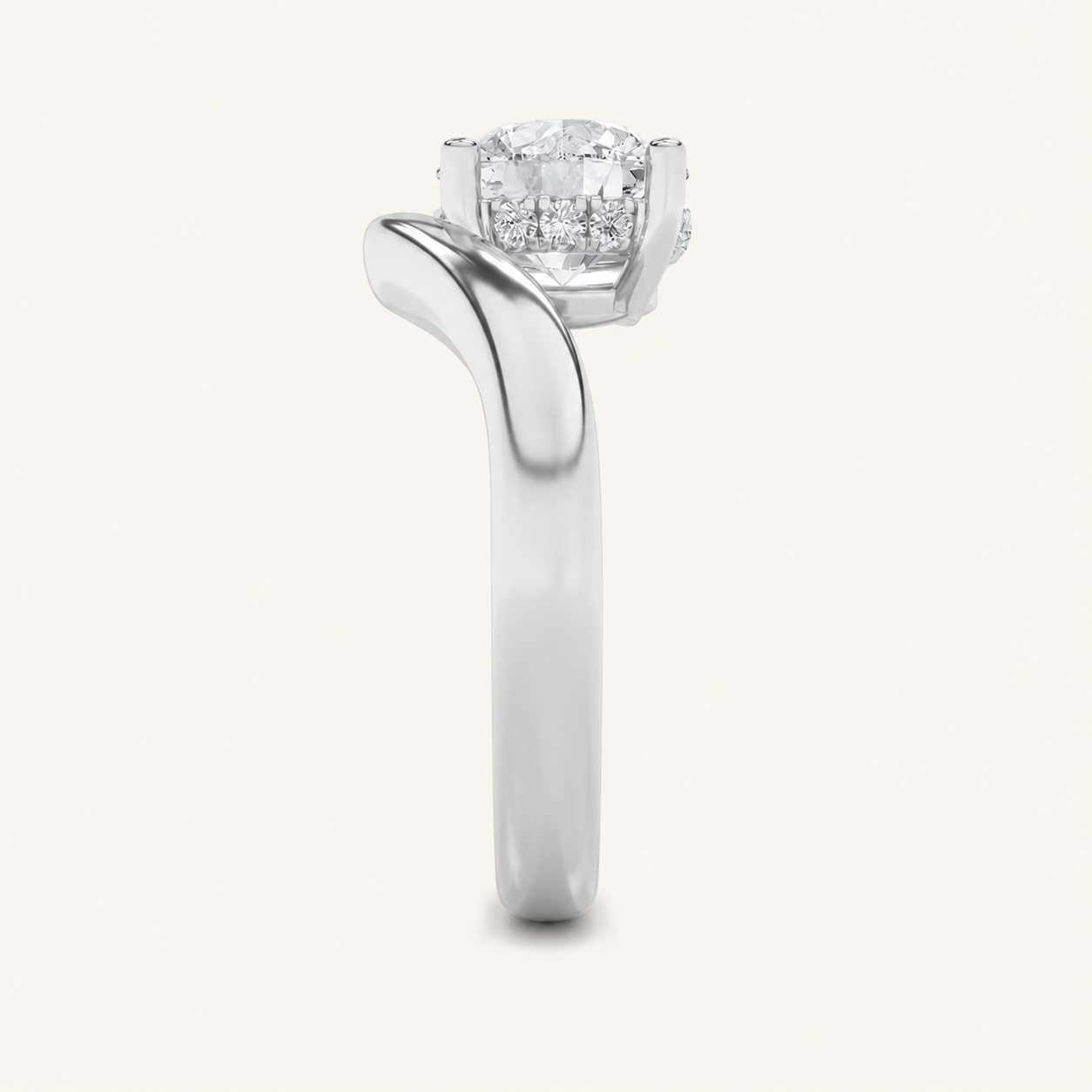 2CT Round Cut Lab Grown Diamond Accented Solitaire Fancy Engagement Ring