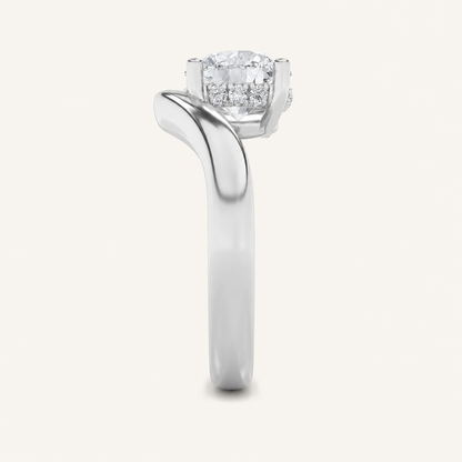 2CT Round Cut Lab Grown Diamond Accented Solitaire Fancy Engagement Ring