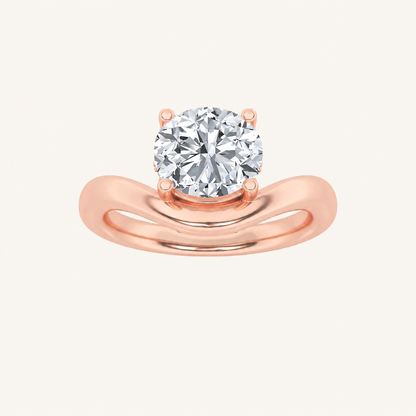 2CT Round Cut Lab Grown Diamond Accented Solitaire Fancy Engagement Ring