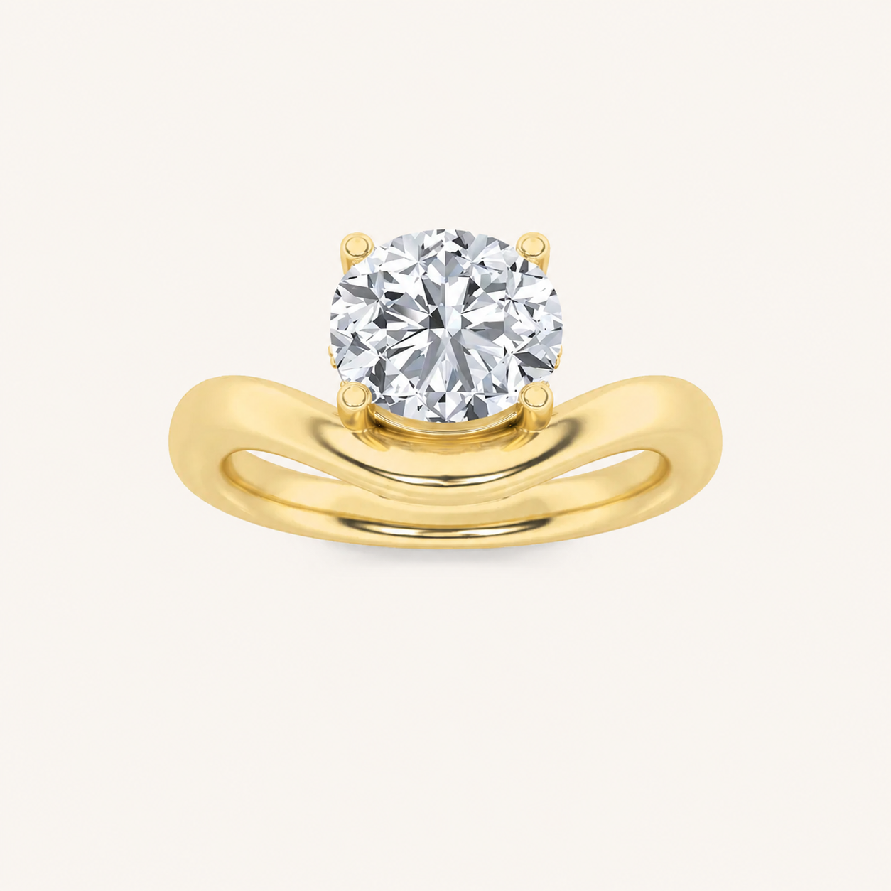 2CT Round Cut Lab Grown Diamond Accented Solitaire Fancy Engagement Ring