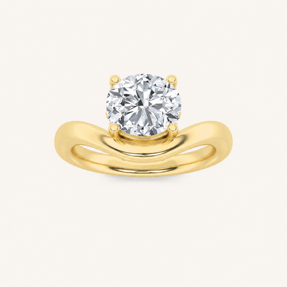 2CT Round Cut Lab Grown Diamond Accented Solitaire Fancy Engagement Ring