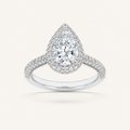 3CT Pear Cut Lab Grown Diamond Halo Accented Engagement Ring