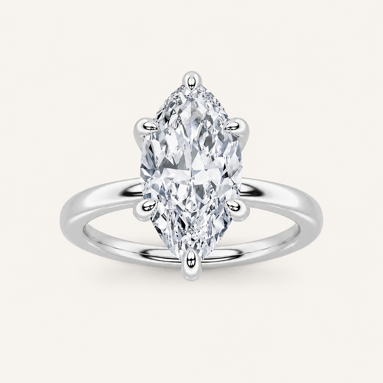 2CT Marquise Cut Lab Grown Diamond Solitaire Ring